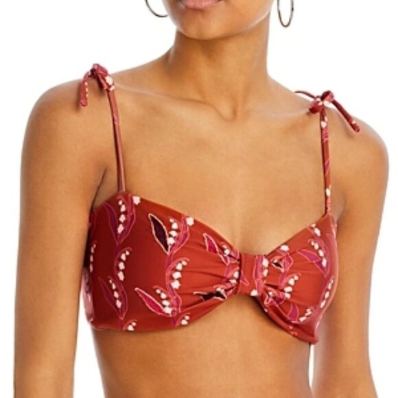 Juan De Dios San Miguel Hand Embroidered Bikini Top Sunset Wave Size XS Brown - Picture 1 of 4